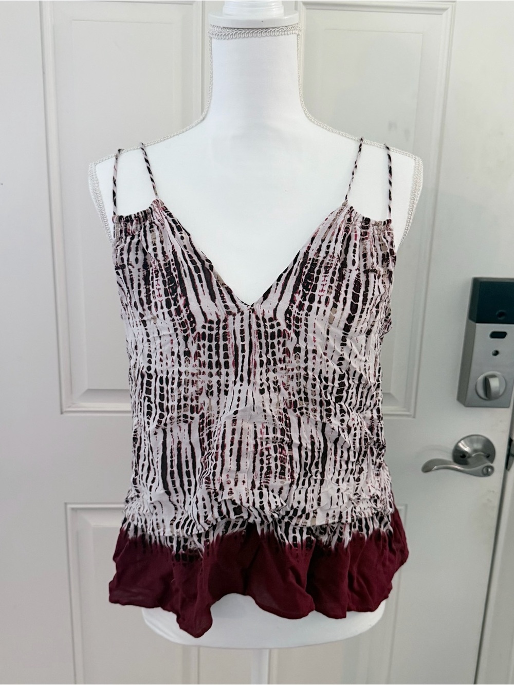 Anthropologie Olivia Tank S | Maroon Tie Dye Layered Boho